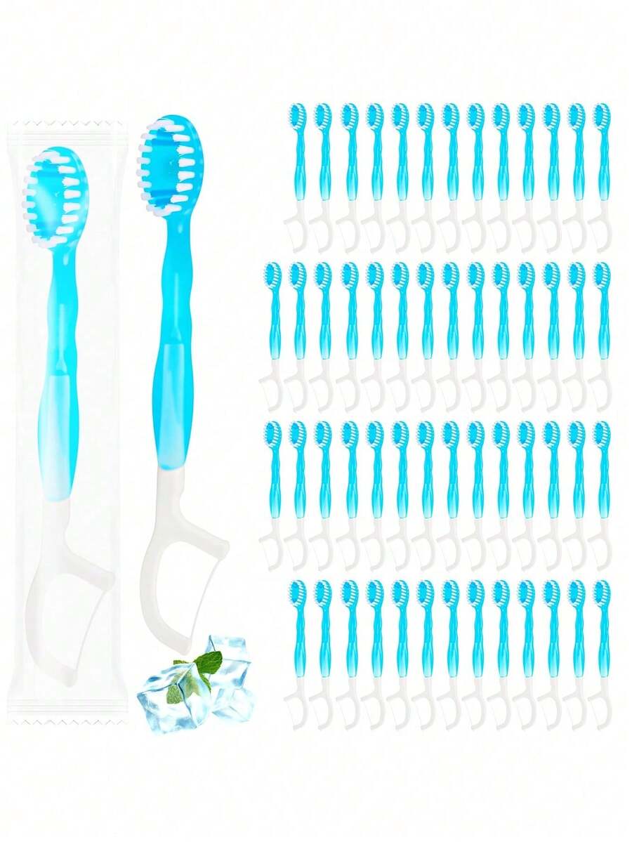 Bộ bàn chải đánh răng dùng một lần 10/20/30/50 chiếc, bàn chải đánh răng mini du lịch, bàn chải đánh răng mini 5 trong 1 đóng gói sẵn, chỉ nha khoa, tăm xỉa răng, dụng cụ làm sạch lưỡi, bàn chải đánh răng tiện dụng giúp giữ hơi thở thơm mát. - Nhiều màu - Xem 1
