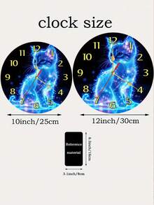 1pc 10-Inch/12-Inch Glowing Cat Wooden Wall Clock, Charming Silent | Large Roman Numerals, Perfect For Bedroom And Cat Lover Decor | Perfect Gift For Cat Lovers, Battery Operated (AA Battery), Decorative Wall Clock, Fun Decor, Glowing Cat Artwork, Cat Lover Gift - Multicolor - View 8