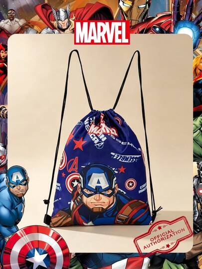 Marvel 1个漫威官方授权图案抽绳背包，运动健身包，大容量购物袋，轻便收纳袋，非常适合男孩/学生，是旅行、运动、海滩、度假、日常使用、郊游、购物、返校的理想之选。