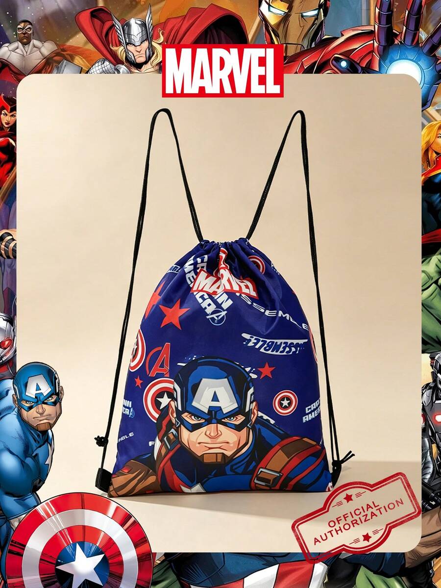 Marvel 1个漫威官方授权图案抽绳背包，运动健身包，大容量购物袋，轻便收纳袋，非常适合男孩/学生，是旅行、运动、海滩、度假、日常使用、郊游、购物、返校的理想之选。 - 彩色 - 查看 1