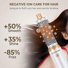 ATOPSKINS 2026 Upgrade 5-in-1 Föhn-Styling-Set & Automatisches Lockeneisen & Glättkamm | 3 Temperatureinstellungen + 5 abnehmbare Aufsätze | Automatisches Locken | Locken/Wellen/Glatt/Glatt/Volumen/Nach innen gerichtet/Nach außen gerichtet | Geeignet als Geschenk zu Weihnachten, Valentinstag, Karneval und St. Patrick's Day | Roségold/Schwarzgold/Blaugold | Geeignet für Home-Styling, Auffrischen unterwegs, Date-Party, Reise-Essential - Weiss - Übersicht 6