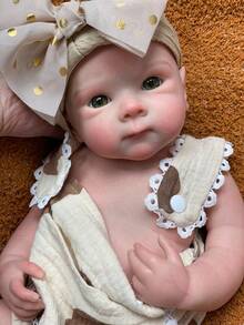 18 Inch Lifelike Reborn Baby Doll, Full Body Soft Solid Silicone Female Infant Doll, Customizable Open Mouth Option, Handcrafted Artistic Collection Gift (Anatomically Accurate) - Silicone Girl - View 6