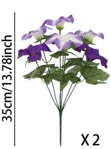 1/2/4pcs Artificial Cornflower UV-Resistant, Faux Silk Outdoor Fake Plants For Porch, Garden, Yard, Purple And White Realistic Floral Decor - Purple White - View 13