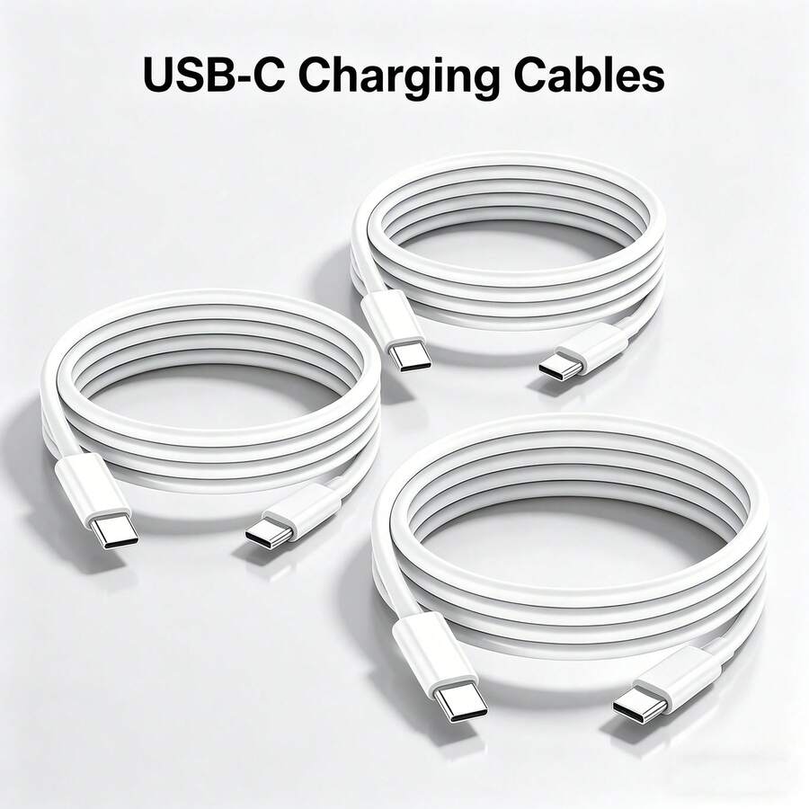 1/2/3条装 3.3英尺/100厘米 USB-C 转 Type-C 手机充电线，支持快速充电和高速数据传输，兼容 17/16 Pro Max/16 Pro/16 Plus/16/15、S26/S25/S24/S23/S22/S21/S20 Ultra Plus 等系列 - 白色 - 查看 1