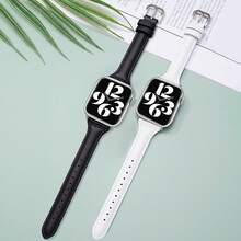 FEIZLINDAO 1件裝細款PU皮革手錶錶帶，相容 38mm 40mm 41mm 42mm 44mm 45mm 49mm，柔軟高級替換錶帶，適用 Ultra SE 及 Series 11/10/9/8/7/6/5/4/3/2/1 配件 - 米色 - 查看 8