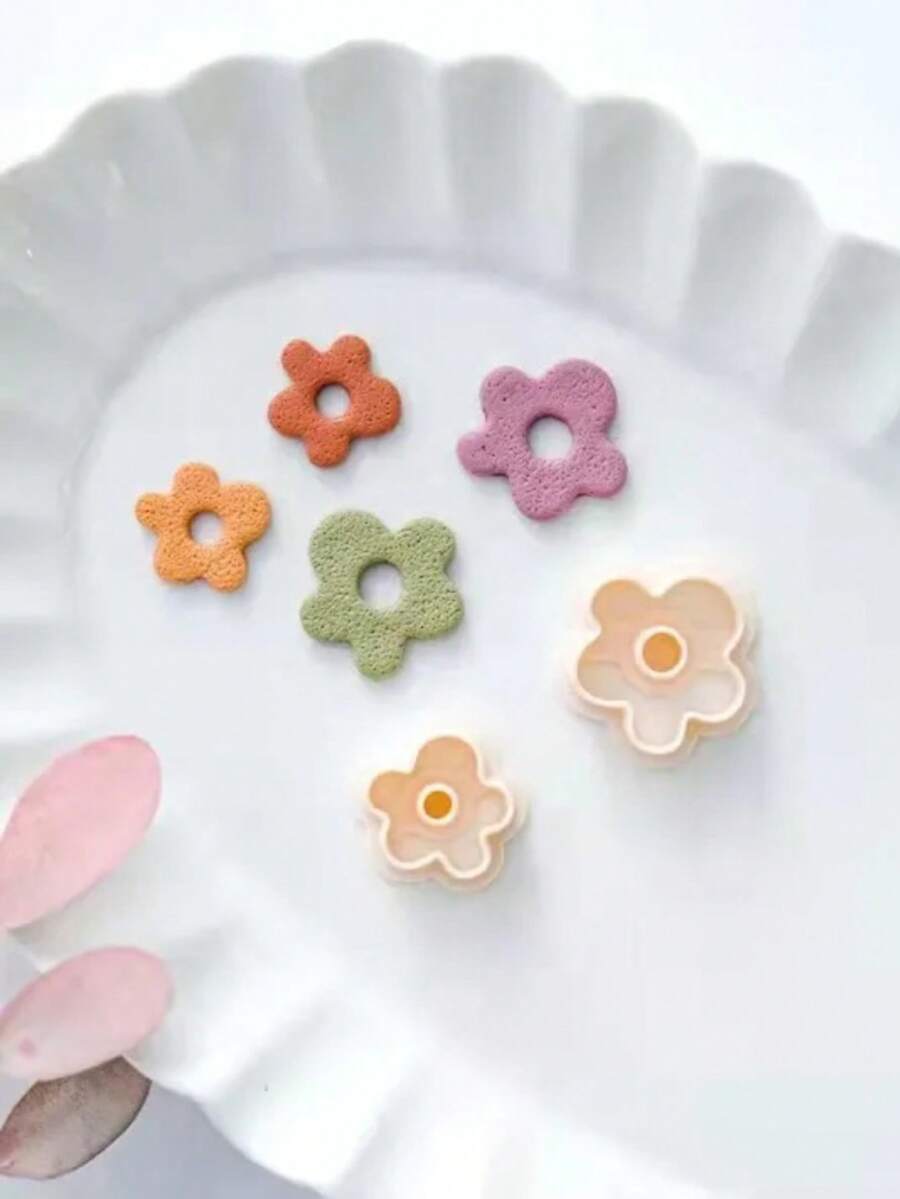 Dụng cụ làm khuyên tai gốm sứ hình hoa, khuôn cắt đất sét polymer, khuôn rỗng hình học, dụng cụ làm khuyên tai gốm sứ tự làm, mặt dây chuyền trang sức, dụng cụ làm đất sét. - trắng - Xem 1