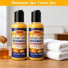 Two-Bottle Pack Of Natural Beeswax Wood Floor Wax, Multi-Effect Wood Care, Suitable For Solid Wood Furniture, Floors, Countertops, Doors And Windows, Also Has Cleaning, Polishing And Scratch Repair Functions. - 2 Bottles Of Beeswax + 2 Towels - View 12