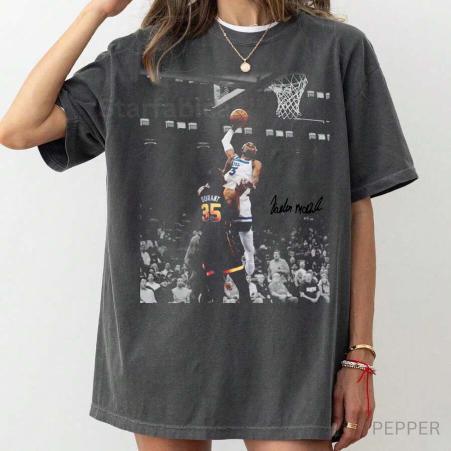 Vintage 90s Jaden McDaniels Shirt Basketball Tee Gift For Fan - Black - View 1