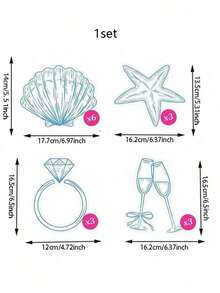 1 Set, Última tostada en la Banderín de cuerdas, decoraciones para despedida de soltera y fiesta de boda en la playa con 15 colgantes (concha marina, copa de champán, en forma de anillo), guirnalda de conchas marinas, banderín de fiesta de ducha nupcial en la playa, guirnalda de conchas marinas y campanas de boda - Ver 4