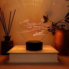 1 pieza Luz de noche creativa 3D, con forma de avión, control táctil de 7 colores cambiantes, gran regalo para amantes de los modelos de avión, cumpleaños, vacaciones, lámpara de ambiente - Multicolor - Ver 2