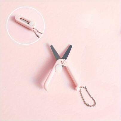 1 pièce Ciseaux pliants mini créatifs - en acier inoxydable, compact et facile à utiliser, convient pour couper du papier coloré, des œuvres d'art, des fournitures de bureau et scolaires, design intéressant, structure métallique.