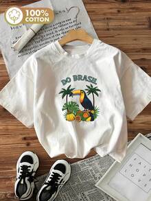 Spring/Summer Ultra Loose Longline Top, 100% Cotton Top, Women's T-Shirt, Fun Print, Custom Made, Solid Color Round Neck Short Sleeve, Casual, Streetwear, Sweet, Preppy, French Vintage, Summer Girl, Outing, Y2k, Home Sports, Fitness, Beach, Vacation, Plus Size Women's Clothing, Campus Life, Unisex, Holiday, Music Festival, Country Style, White Top - White - View 6