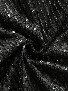 Vestido de verano con volantes con lentejuelas y sin tirantes para mujer - Negro - Ver 4