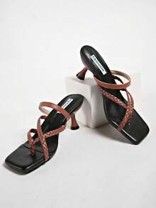 5cm New Colorblock Minimalist Wedge Thong Sandals, Women's Open Toe High Heels For Summer 2025,Kitten Heels,Flip Flops - Brown - View 7