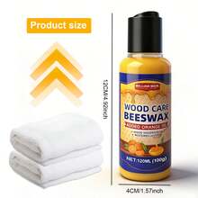 Two-Bottle Pack Of Natural Beeswax Wood Floor Wax, Multi-Effect Wood Care, Suitable For Solid Wood Furniture, Floors, Countertops, Doors And Windows, Also Has Cleaning, Polishing And Scratch Repair Functions. - 2 Bottles Of Beeswax + 2 Towels - View 9