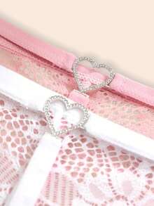 Aesletic 4pcs/Pack Plus Size Women Lace Patchwork Seamless Thong Panties - Multicolor - View 8