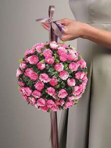 1 pièce Boule de rose artificielle, disponible en couleurs rose, blanc, rose, tailles : 16 cm (6,3 po), 22 cm (8,7 po) ou 28 cm (11 po), convient pour la décoration de mariage, les faveurs de fête, les boules d'herbe artificielle, la décoration de remise des diplômes, la décoration de bureau/salon/chambre à coucher/salle à manger, la décoration de fête/mariage/jardin, la décoration de la maison, la décoration de l'école/dortoir - Multicolore - Voir 15
