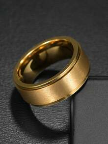 1pc Men's Titanium Steel Ring, Minimalist Plain Band Matte Brushed Finish, Daily & Party Jewelry - Vegetarianism - View 25