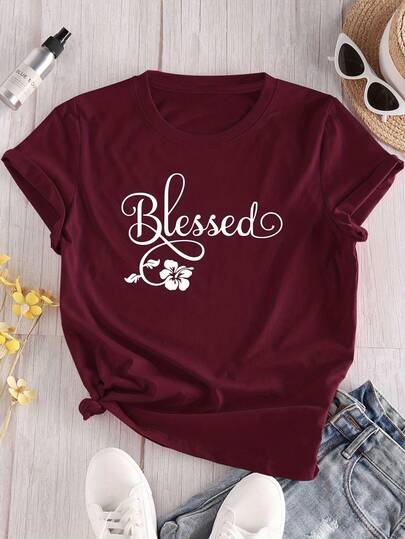 Summer Outfits For WomenLucky People Print Women's T-Shirts, Short Sleeved Round Neck Casual Tops, Spring, Summer, And AutumnLoose And Comfortabletops