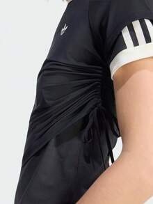 Adidas Originals 女子 ORIGINALS DOUBLE LAYERED CALI T-SHIRT 雙層運動修身短袖圓領T卹KW4528 - 黑與白 - 查看 4