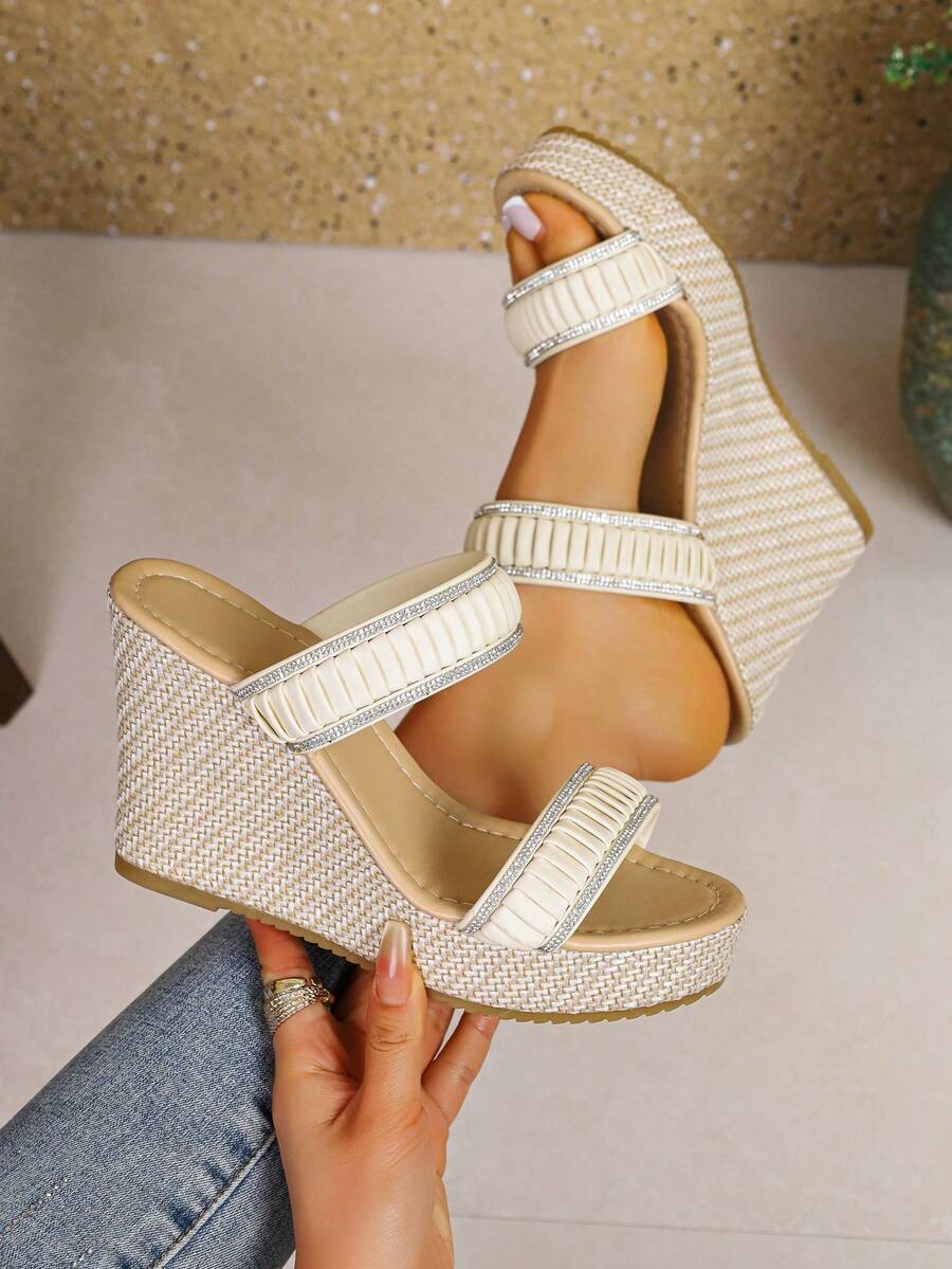 Damen Keilsandalen mit Plateau, modisch hochwertig elegant stilvoll langanhaltend verschleißfest einfach lässig langanhaltend beste Wahl für Frauen - Beige - Übersicht 1