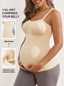 Pregnant Women's Solid Color Elastic Simple Fitted Camisole Summer - Beige - View 4