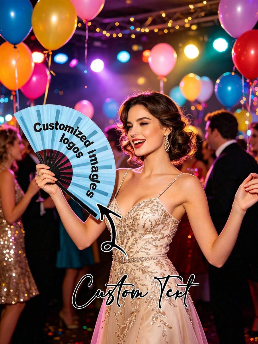 Personalized Custom Folding Fan, Carnival Fan, Beach Fan With Custom Text, Kung Fu Tai Chi Hand Fan, Black Foldable Hand Fan, Clapper Fan - Multicolor - View 1
