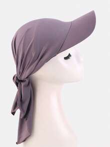 1pc Women's Visor Scarf Hat, Tie-Up Baseball Cap, Ribbon Sun Hat, Suitable For Daily Use,Beach,Travel - Purple - View 2