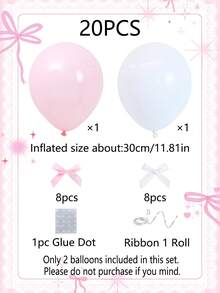Bộ trang trí bóng bay bằng cao su màu hồng và trắng 20/93 chiếc, 12 inch, kèm nơ ruy băng, kẹp bóng bay, thích hợp cho tiệc sinh nhật, kỷ niệm, tiệc lễ hội. - Nhiều màu - Xem 7