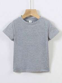 Genkimix Solid Color Short Sleeve T-Shirt For Toddler - Grey - View 6