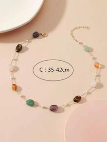 1pc Natural Stone Necklace For Women, Suitable For Daily, Holiday & Party Wear - Nhiều màu - Xem 4