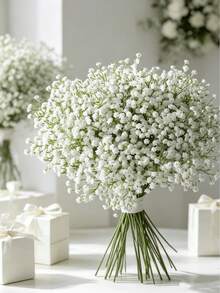 50 bông hoa baby's breath trắng nhân tạo. Hoa baby's breath trắng, hoa nhân tạo, đóng gói rời. Thích hợp để trang trí nhà cửa, trang trí bàn, cắm hoa DIY, trang trí đám cưới và tiệc tùng, trang trí sân vườn trong nhà và ngoài trời, quà tặng, bó hoa, trang trí bình hoa. - trắng - Xem 8