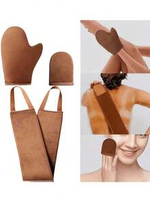 4-Piece Natural Sunless Tanning Kit, Includes Applicator Mitt, Back Applicator Tool, Body Moisturizer Mitt, Rapid Tanning Serum And Sunless Tanning Massage Cream For Face And Body - Multicolor - View 5