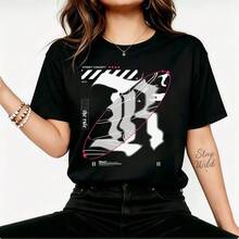 Street  The Rule Sixtwo Authentische Kleidung Abstraktes Halbton-Verlauf Graffiti Rosa Neon Rahmen Urban Hip Hop Streetwear Grafik Bedrucktes Baumwoll-Unisex-Freizeit-T-Shirt. - Schwarz - Übersicht 1