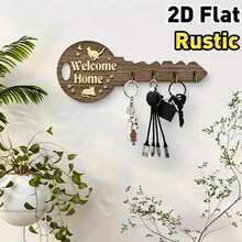 1pc Vintage Wooden Key Hook Wall Shelf, Creative Warm Home Wall-Mounted Key Storage Rack, No-Drill Coat Hook For Entryway, Housewarming Decor Gift, Entryway Wall-Mounted Key Hook, Creative Wooden Key Storage Rack With Numbers - Multicolor - View 6