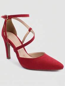RE&TON Women's Pointed Toe Pump With 9cm Heel And Comfort Insole SC2 - 紅色 - 查看 3
