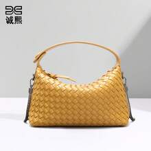 Bolso de mujer tejido a mano, fresco y dulce, elegante y versátil, se puede usar como bolso de mano o como bolso de hombro/cruzado.Bolso tote de cuero genuino mexicano Kamel Reina para mujer, grande y duradero. - B1730-1# Verde - Ver 2