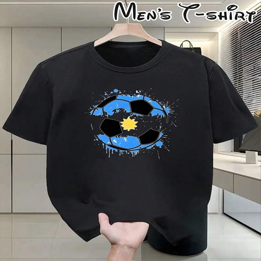 Casual Fashion Style Personalized Outdoor Activities Home Wear Shopping Daily Wear For Going Out All-Season Casual Wear Football Pattern Summer Comfort Unique Design Sports And Fitness Unique Style Cou - Black - View 1