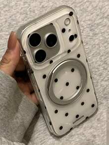 可爱白色波点电镀360°旋转指环支架软手机壳，兼容 17 Pro Max、17 Pro、16 Pro Max、16 Pro、15 Pro Max、15 Pro、14 Pro Max、14 Pro、13 Pro Max、13 Pro、12 Pro Max、12 Pro、14 Plus、15 Plus、16 Plus、17 Air；简约黑色波点手机壳 - 白色 - 查看 8