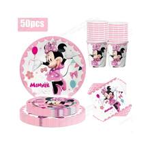 Disney Bộ đồ dùng tiệc chủ đề Minnie Mouse màu hồng, bao gồm đĩa giấy tròn dày, cốc giấy và khăn giấy, bộ đồ ăn dùng một lần kiểu hoạt hình, thích hợp cho tiệc sinh nhật trẻ em và các buổi lễ kỷ niệm gia đình. - Nhiều màu - Xem 1