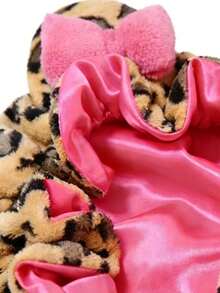 1 chiếc mũ ngủ lông cừu mềm mại in họa tiết da báo màu hồng sang trọng, có lớp lót satin điều chỉnh được, co giãn thoải mái, phù hợp với tóc xoăn tự nhiên. - Nhiều màu - Xem 8