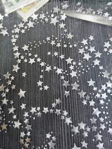 Graduation Gift Wrapping Paper, Star Pattern Party Gift Wrapping Decorative Paper, Wedding Tabletop Decor Paper, Silver Star Packaging Tulle, High-Quality Ins Stationery Gift Packaging Decorative DIY Tulle - Multicolor - View 5