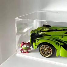 Removable Transparent Display Box, Display Cabinet, Display Case, Storage Box With Blue/Yellow/White Base, High Transparency, Suitable For Living Room, Study, Bedroom, Displaying Collections, Model Cars, Collectibles, Decorations, Crafts, Available In Different Sizes - White Base - View 6