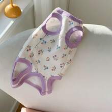 Pulover cu guler înalt, fără mâneci, cu imprimeu floral Ditsy, pentru pisici, îmbrăcăminte subțire de primăvară/toamnă pentru pisicile Devon Rex, îmbrăcăminte anti-năpârlire pentru animale de companie - Caisă - Vizualizare 3