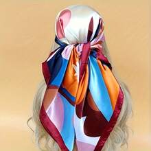 1pcs Women's Bohemian Style Colorful Floral Print Square Scarf - Breathable |   And Decorative Polyester Headscarf Suitable For Beach Casual, Daily Outings, Festive Fashion Accessories All Seasons - 彩色花朵 - 查看 7
