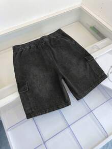 Men's Casual Distressed Vintage Pocket Cargo Shorts, Summer - Black - View 2