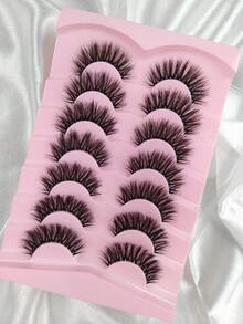 7 Pairs Fluffy Cat Eye False Eyelashes Soft Curly Transparent Band Eyelash Extension Strip Eyelashes, Eyelashes, False Eyelashes, Fake Eyelashes - Black - View 4