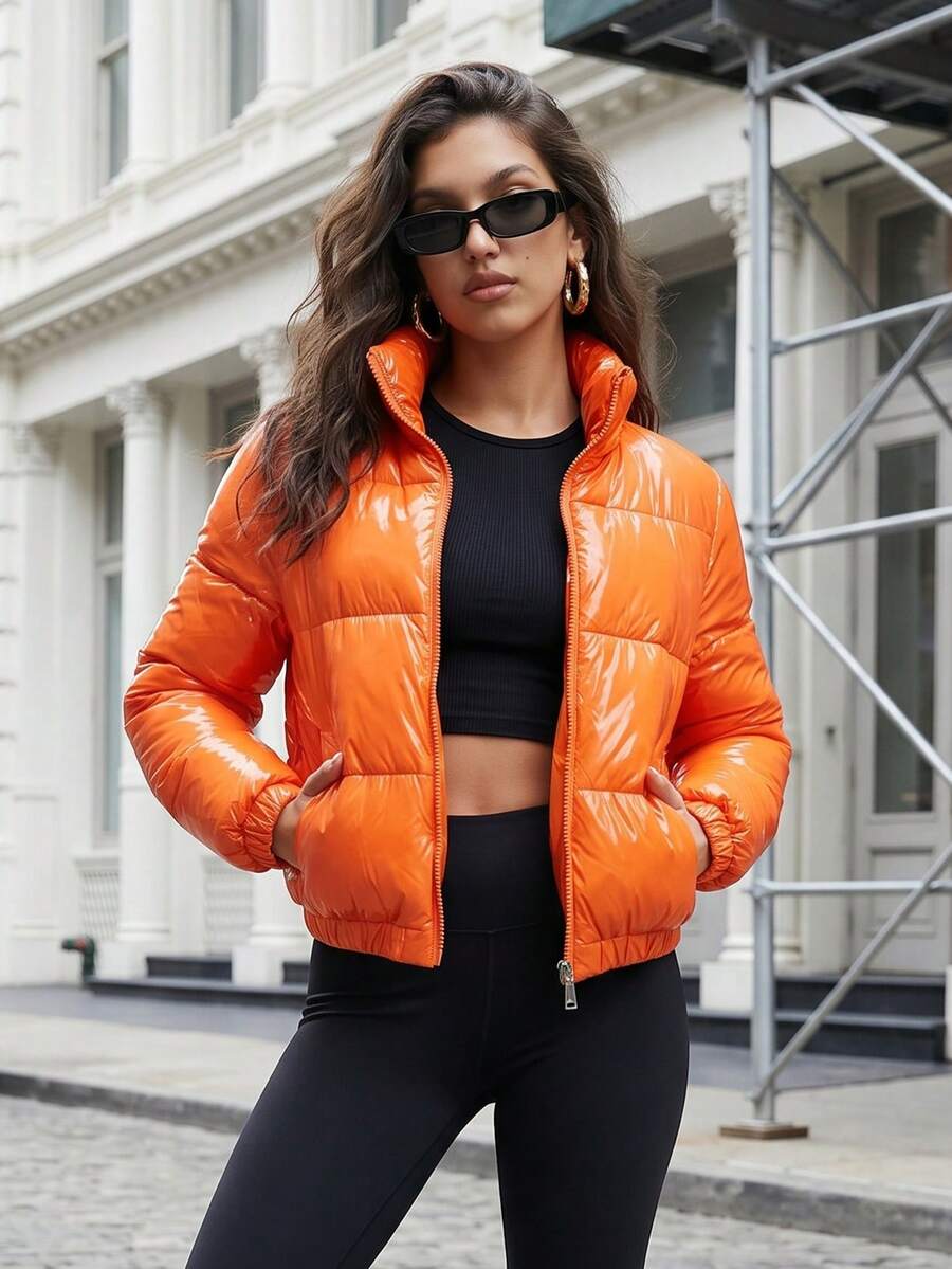 ZIAI Women's Short Fashionable And Sexy Padded Coat For Keeping Warm