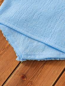 Girls Bubble Chiffon Floral Applique Hem Fringe Vest Top And Flare Leg Fringe Hem Pants 2 Pieces Set - Blue - View 10