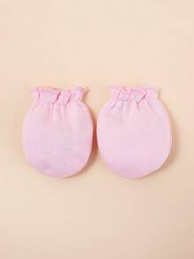3 Pairs Newborn Anti-Scratch Mittens, 0-6 Months Baby Soft Breathable Elastic Cuff Mittens, Pink - 3pairs - View 4